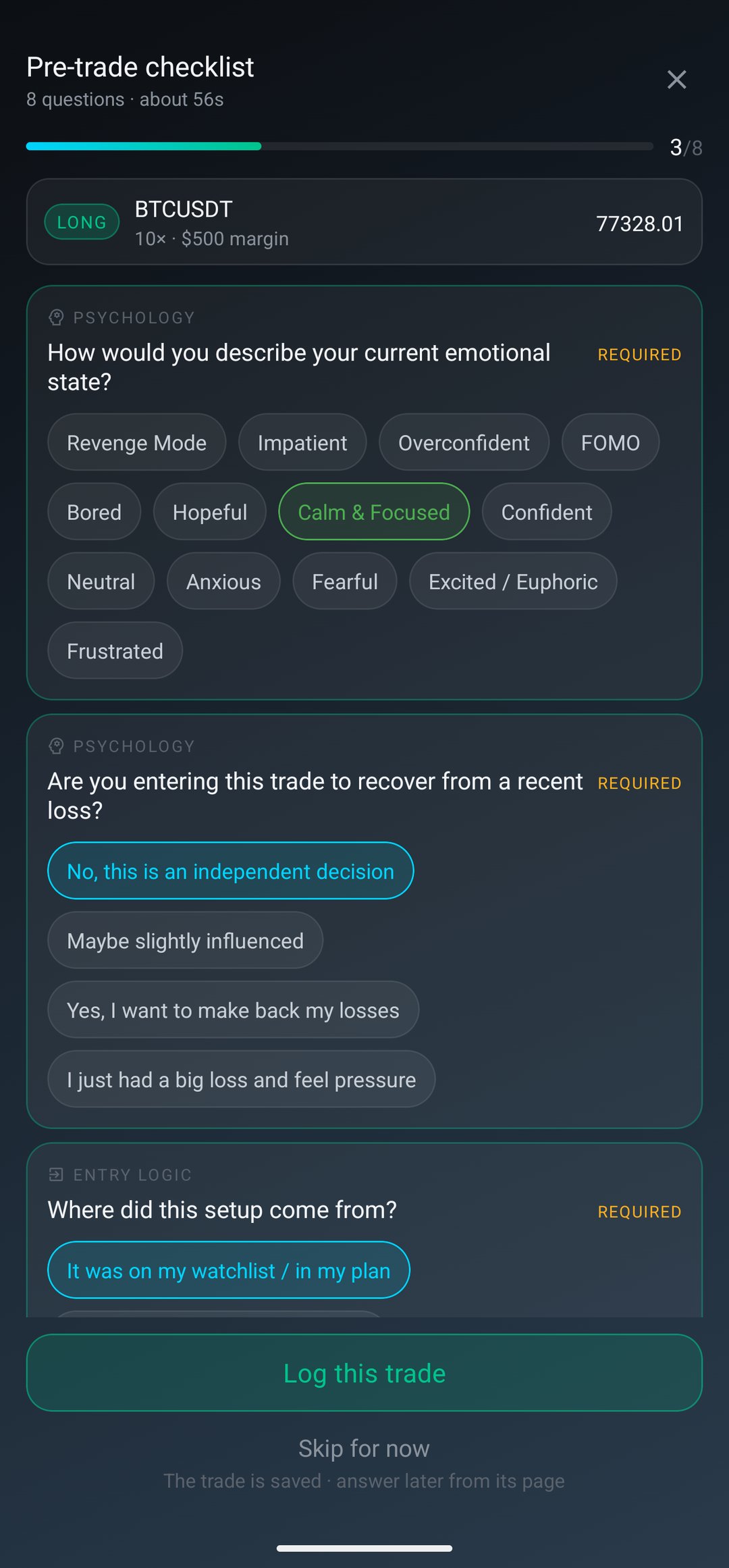 Pre-trade Checklist