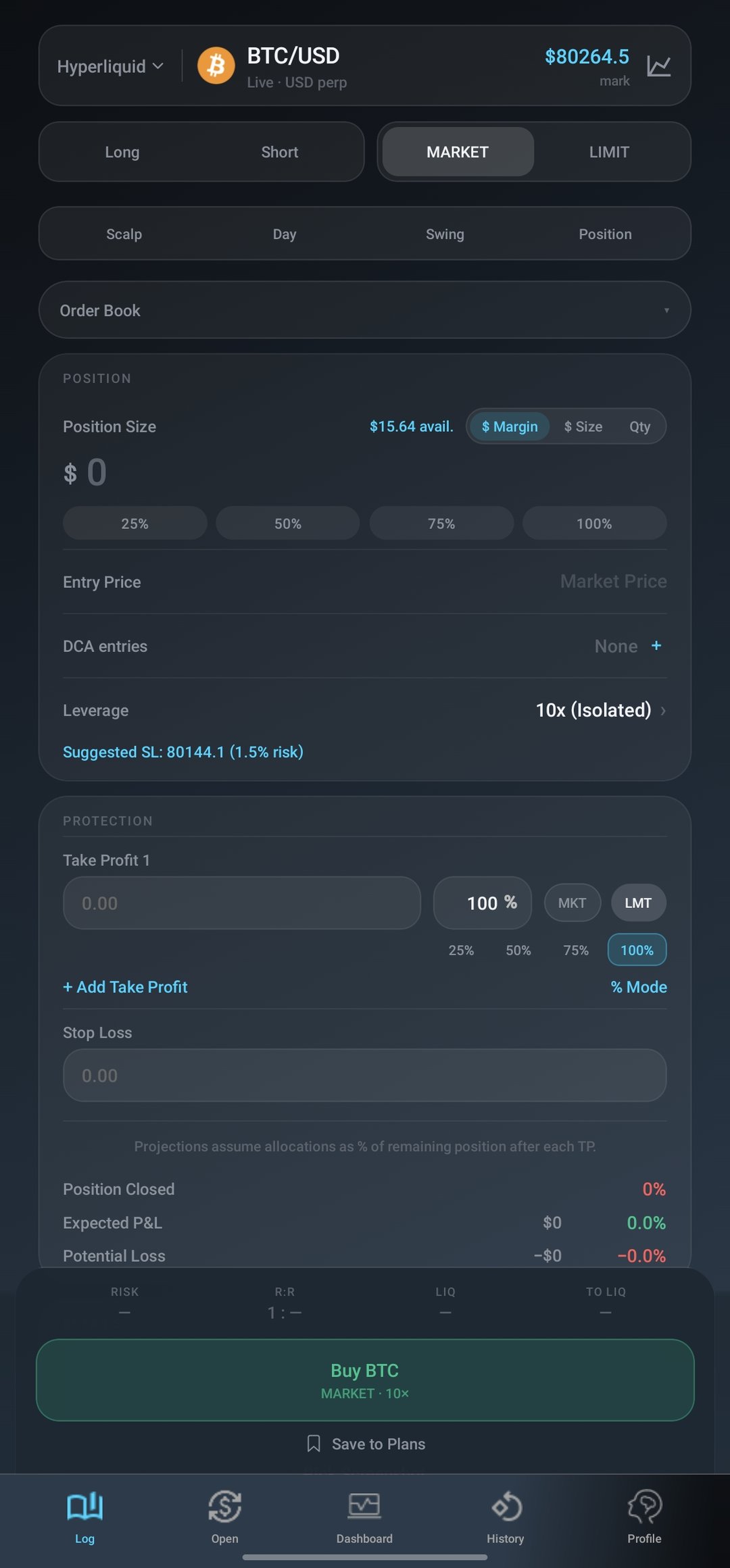 Execute on Hyperliquid: Buy BTC at Market