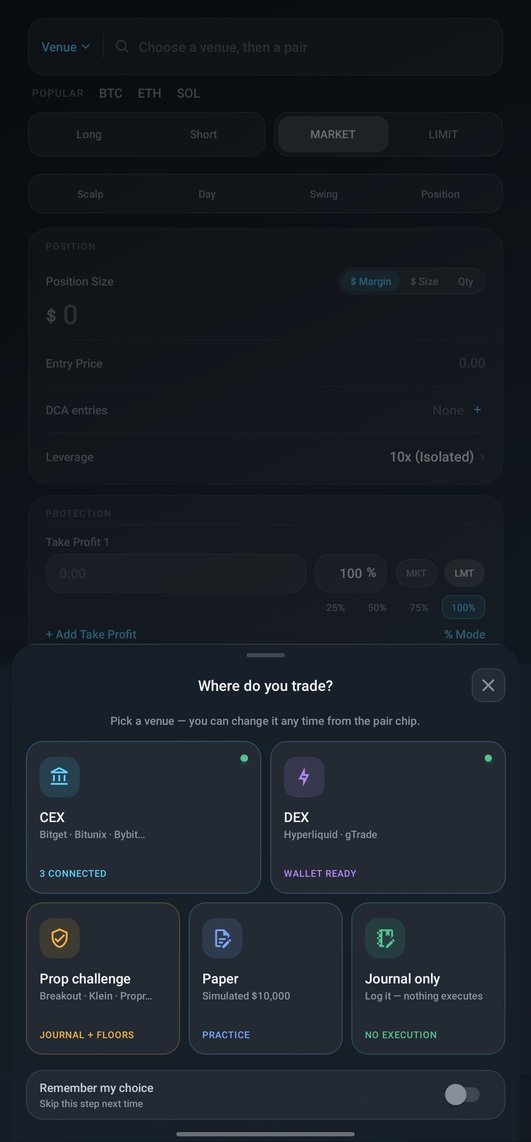 Choose Where You Trade: Exchange, Wallet, Prop, Paper or Journal